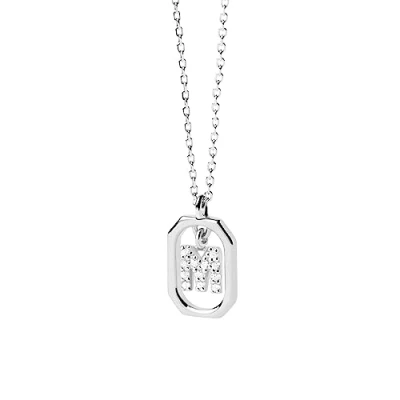 Image de PDPaola Mini Letter CO02 524 U Collier avec la lettre M en Argent sterling et oxyde de zirconium Longueur réglable 40 à 50 cm, sterling, Zircone cubique