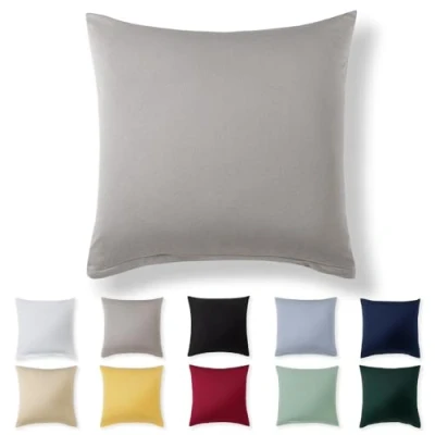 Image de Alreya Taie Oreiller 40x40 Coton Gris Clair 100% Jersey Coton, Housse de Coussin cm, Taies d&#039;oreiller en avec Fermeture éclair 40 x cm