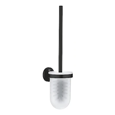 Image de GROHE QuickFix Start Porte Balai de WC en métal et Verre, Montage Mural Apparent, Fixations Cachées, Vis Cheville Inclus, Taille 398 mm, Noir Mat, 411852430