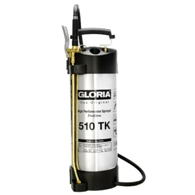 Image de GLORIA 510 TK Profiline, Pulvérisateur à pression haute performance de 10L professionnel oléofuge en acier inoxydable avec raccord compresseur et manomètre 6 bar blanc/noir