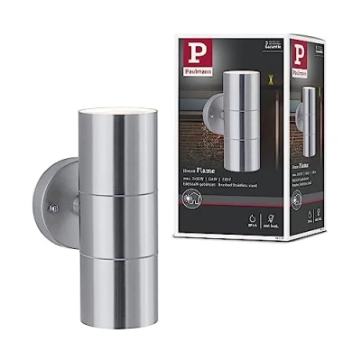 Image de Paulmann 94331 Luminaire d&#039;extérieur LED Flammé IP44 max. 2x10 watts appliques Acier brossé éclairage de jardin inoxydable GU10