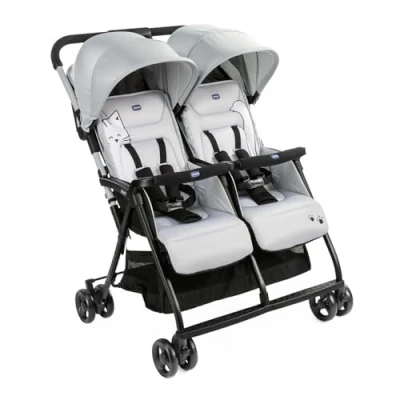 Image de Chicco OHlalà Poussette Canne Double, Légère Inclinable et Pliable, pour Jumeaux de la Naissance à 15 kg, Fermeture Compacte, Inclus une Housse Pluie, Capote Extensible Rouge