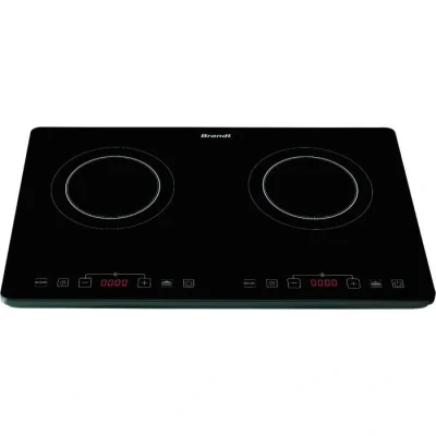 Image de Brandt TI2SLIM1 Plaque Induction Posable Table de Cuisson Noir 2 Foyers 3400W 10 Niveaux Puissance Fabriqué en France