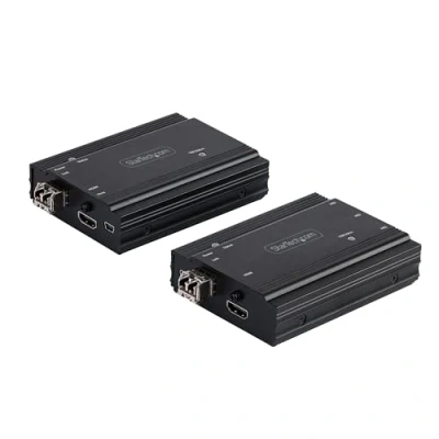 Image de StarTech.com Extendeur KVM 4K HDMI Fibre Optique Extender Commutateur Console Video &amp; USB jusqu&#039;à 300m (MultiMode) 2 Modules 10G MMF SFP+ Kit Extension (TX/RX) (SV565FXHD4KU)