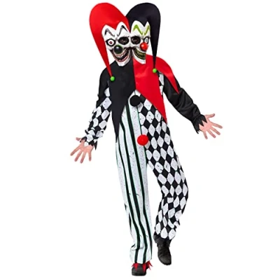 Image de amscan Déguisement d&#039;Halloween pour homme 9917862 Clown bouffon à deux faces Multicolore Taille M