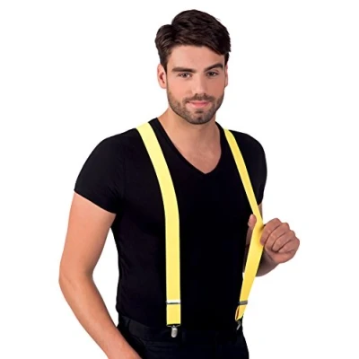 Image de Boland 00601 Bretelles jaune fluo, one size, ajustables, élégantes, années 20, Gatsby, carnaval, Halloween, Mardi gras, soirée à thème, déguisement, théâtre, accessoire
