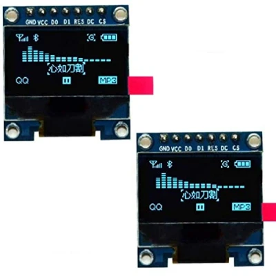 Image de Fasizi 2Pcs 7Pin 0.96 inch OLED Display 12864 SPI IIC Module d&#039;écran LCD série pour Arduino Police Bleue