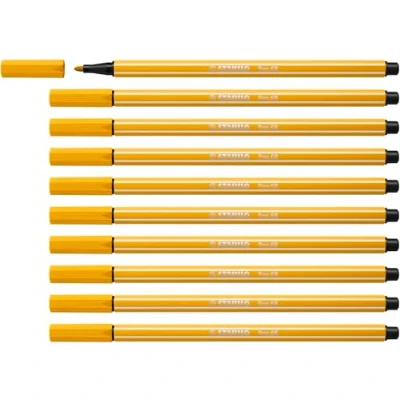 Image de Feutre dessin STABILO Pen 68 Lot x 10 feutres de coloriage pointe moyenne jaune curry