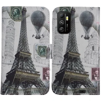 Image de TienJueShi Tour Eiffel Support à Rabat Coque Étui Couverture Protecteur Housse pour Logicom Five Pro 5.45 inch Case Portefeuille Cover Cas Cuir