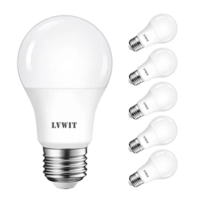 Image de LVWIT 8W E27 Ampoules LED, 4000K Blanc neutre, Equivalent 60W Incandescent Standard A60 givré ampoule 806lm, Non Dimmable, 6 paquets