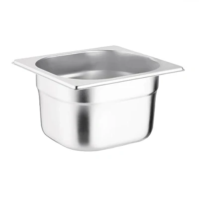 Image de Vogue bac Gastronorme inox GN 1/6 100mm, profondeur : 100 mm, capacité 1,7 L, de conservation des aliments chauds et froids, compatible bain marie, couvercle vendu séparément, K991