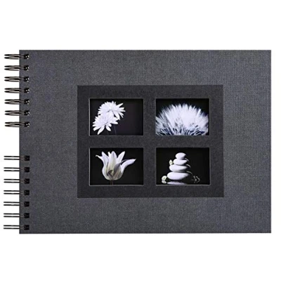 Image de Exacompta Réf. 16241E Album photos à Spirales Passion noir 150 50 Pages Noires Format 32 x 22 cm déco papier couverture effet bi matière noire