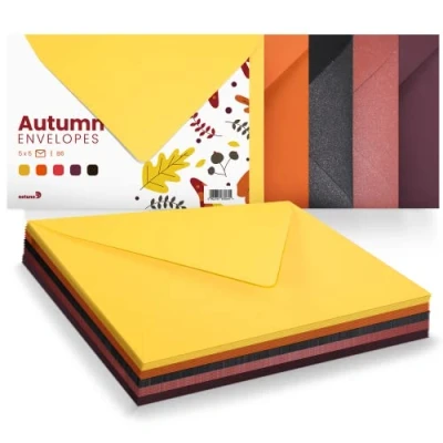 Image de Netuno 25 enveloppes à motif automne B6 125x175 mm set d&#039;enveloppes multicolores colorées décoratives pour invitations cartes de voeux anniversaires fêtes mariage cadeaux
