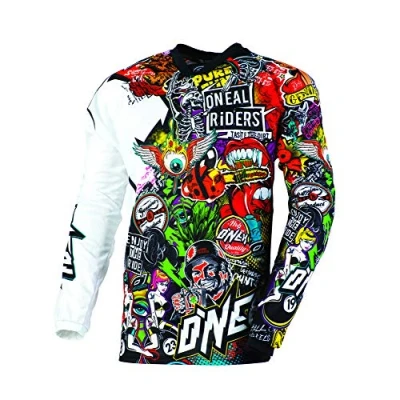 Image de O&#039;NEAL Maillot Moto Enduro Matériau performant, léger et à séchage Rapide, Design sans col Mayhem Crank Adulte Noir/Multi Taille XXL