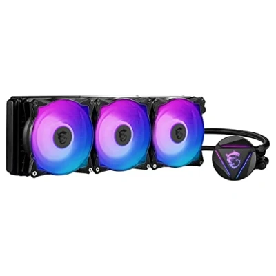 Image de MSI MAG CORELIQUID 360R V2 Kit AIO Watercooling CPU, Tête Waterblock ARGB Rotative, Pompe de Radiateur Intégrée, Disposition Split Flow, Tuyaux Anti Évaporation, Compatible AMD &amp; Intel