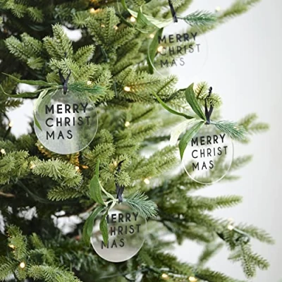 Image de Ginger Ray BWC 101 Lot de 4 décorations pour Sapin Noël en Acrylique Noir 8,5 cm