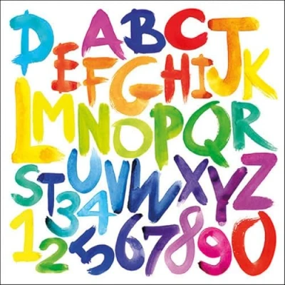 Image de Lot de 20 serviettes table avec lettres et chiffres colorés Pour l&#039;école Rentrée des classes Décoration Decoupage Technique 33 x cm