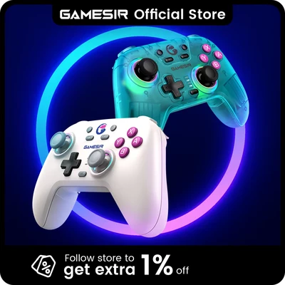 Image de GameSir Nova Wireless Switch Pro Controller pour Switch/Lite/OLED, manettes de Jeu à Effet Hall, LED RGB, Rechargeable 1200mAh, Turbo, programmable, contrôle Mouvement, Fonction réveil (Blanc)