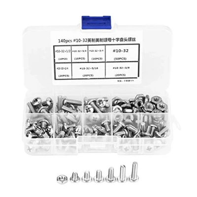 Image de Assortiment de 140 vis ¨¤ t¨ºte cylindrique en acier inoxydable 304#10¨C32