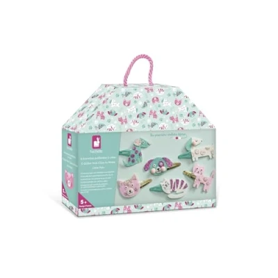Image de Janod Coffret 6 Barrettes à Créer Chat et Chien Les Ateliers Bijoux Kit Loisir Créatif Enfant Apprentissage Motricité Fine Créativité Dès 5 ans J09181
