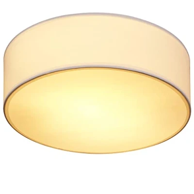 Image de MONZANA® Plafonnier moderne 40W rond 30 cm 1 flamme E27 lampe en tissu de plafond éclairage salon chambre bureau luminaire blanc