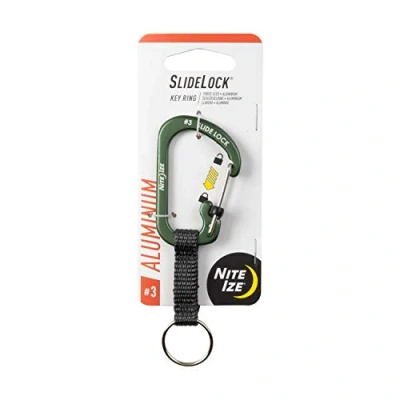 Image de Nite Ize CSLAW3 08 R6 Porte clés mousqueton verrouillable avec sangle, olive, taille standard