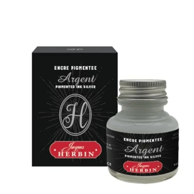 Image de Jacques Herbin 13505T Un flacon d&#039;encre pigmentée pour stylo plumes 30 ml, Argent