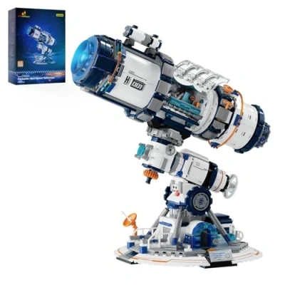 Image de JMBricklayer Space Telescope 70009 Kit de construction pour adultes Télescope spatial avec lumières à collectionner Idée cadeau partir 8, 9, 10 ans Garçons