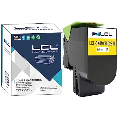 Image de LCL 802SY Jaune Cartouche de Toner Compatible pour Lexmark 800S4 80C2SY0 80C20Y0 80C2SYE 802Y CX310 CX310N CX310DN CX410 CX410E CX410DE CX410DTE CX510 CX510DE CX510DHE CX510DTHE(1 Pack)