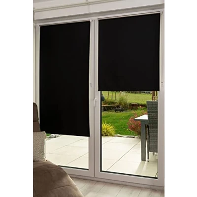 Image de K Home Store Enrouleur occultant Polyester Noir 200 x 85 cm (L l)