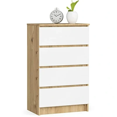 Image de AKORD Commode à tiroirs Table de Nuit Armoire comode Idéal pour Les Petits Objets Caisson roulettes Panneau stratifié Durable Design élégant Garanti Blanc/Gris Graphite