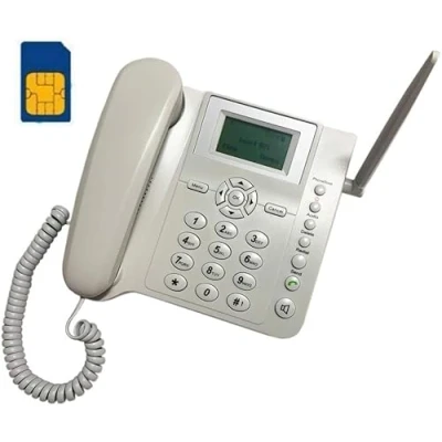 Image de Téléphone de Bureau sans Fil GSM quadribande Fonctions SMS + Appels Mains Libres Modele Blanc
