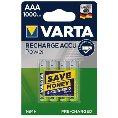 Image de Varta 1 x 4 Professional Nimh 1000 Mah AAA Nickel Metal Hydride (Nimh) 1,2 V Batterie Rechargeable Ila (1000 Mah, (Nimh), AAA, V, Argent)