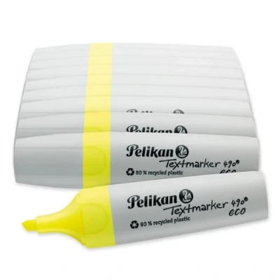 Image de Pelikan Lot de 10 surligneurs 490 eco, jaune fluo, dans une boîte pliante