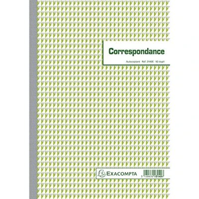 Image de Exacompta Réf. 3140E 1 Manifold CORRESPONDANCE 50 feuillets numérotés et autocopiants en 2 exemplaires (1 original + copie) format A4 fabriqué France