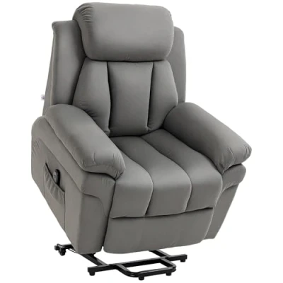 Image de HOMCOM Fauteuil de Relaxation électrique releveur inclinable avec Repose Pied Ajustable Velours (100% Polyester) Gris