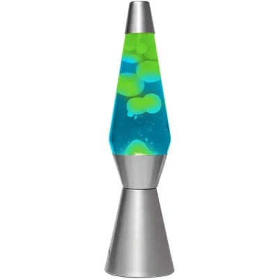 Image de I TOTAL XL1787 Lampe à Lave 36 cm avec Base Argentée, Liquide Bleu et Cire Verte