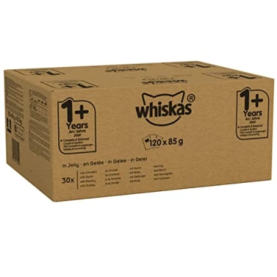Image de Whiskas 1+ Mélange sélectif de sachets en gelée Ragout pour Chat 85 g, Lot 120