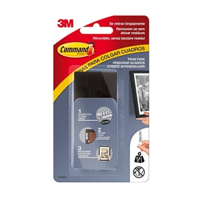 Image de Command 17206BLK Lot de 8 bandes adhésives pour cadres modèle L charge max 7,2 kg (Import Allemagne)
