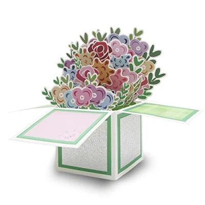 Image de iLovepaper carte de fleurs pop up, anniversaire ​3D pour vous, femmes, épouse, maman (carte d&#039;anniversaire, cadeau), voeux up avec enveloppe bouquet fleurs, vert