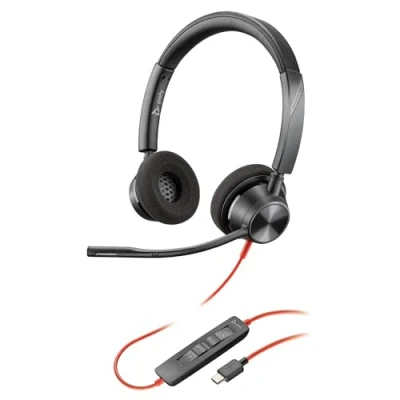 Image de Micro casque filaire Poly Blackwire 3320 Perche de microphone flexible Stéréo hi fi Connexion à un PC/Mac via USB C ou A Fonctionne avec Teams/Zoom