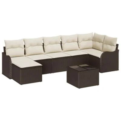 Image de Ensemble de Canapés Jardin 7 Pièces avec Coussins en Rattan Poly Gris, Canapé 2 Places Rangement &amp; 3354467