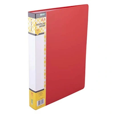 Image de D.RECT Lot de 60 Porte Documents en Polypropylène Chemises à Haute Transparence Etiquette pour Décrire le Contenu sur la Colonne Vertébrale A4 Couleur : Rouge