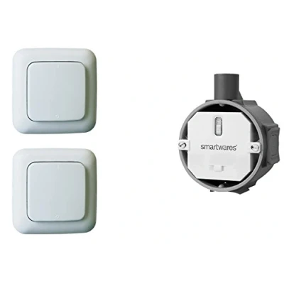Image de Kit d&#039;interrupteurs sans fil encastrés + 2 interrupteurs muraux pour luminaires et appareils jusqu&#039;à 1000 W max