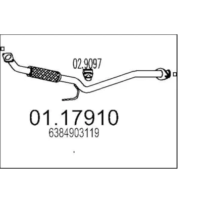 Image de MTS 01.17910 Tuyau d&#039;échappement 1640 avant pour silencieux au milieu MERCEDES BENZ: Vito Van, Bus