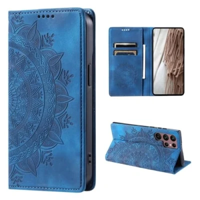 Image de CoverKingz Étui de protection à rabat pour Samsung Galaxy S24 Ultra Avec compartiment cartes Motif mandala bleu