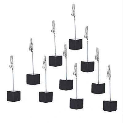 Image de Pince Mémo Support Photo, Diealles 10PCS Memo Clip Stand pour Office Memo, Nom de la Table Mariage, Afficher les Photos, etc Noir