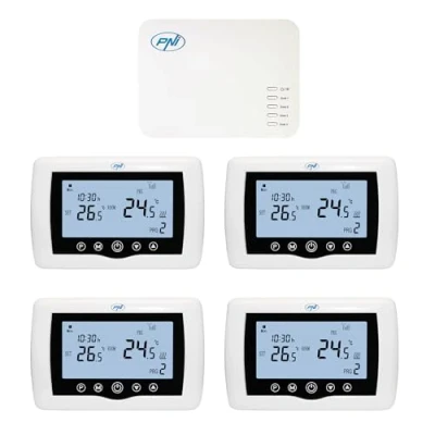 Image de Thermostat Intelligent PNI CT440 sans Fil avec WiFi, contrôle 4 Zones Via Internet, pour systèmes de Chauffage, Pompes, vannes magnétiques, Application TuyaSmart