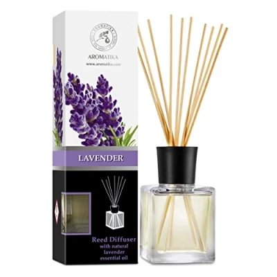 Image de Diffuseur de Huile Lavande 200ml Essentielle Naturelle Parfum À Bâtonnets Kit Cadeau avec Bambou Assainisseur d&#039;air Bureau