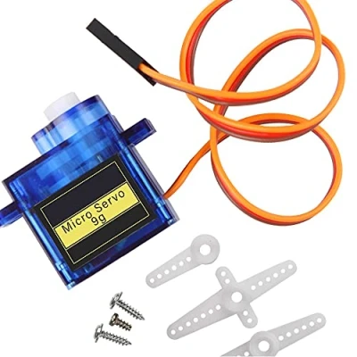 Image de MMOBIEL Kit de micro servomoteur SG90 9 g pour drone RC/voiture/avion/hélicoptère/véhicules/robots/compatible avec les projets Arduino et Raspberry Pi, vis 3 bras inclus